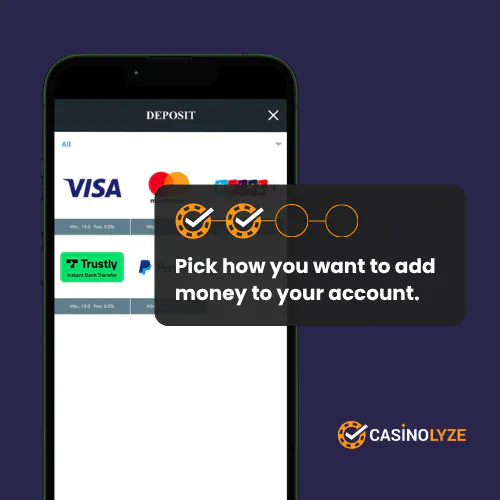 Selecting a deposit method at Genting Casino