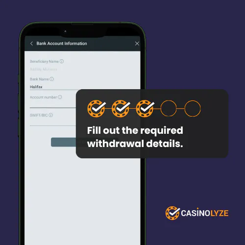Providing payment details for a withdrawal at Genting Casino