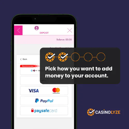 Choosing a payment method at Bella Casino