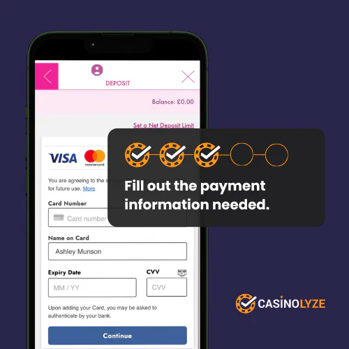 Filling out payment details at Bella Casino