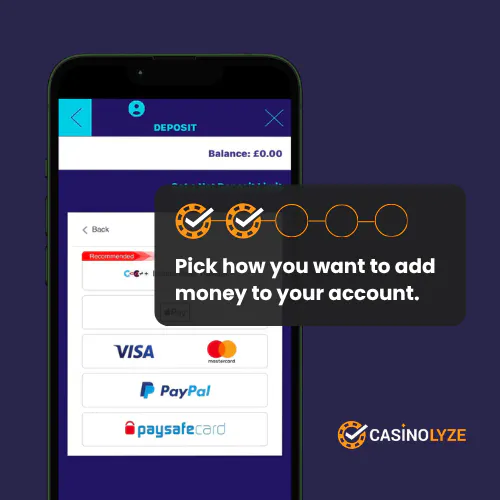 Choosing a payment method at Magical Vegas