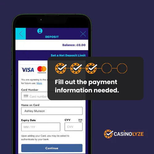 Entering the payment information at Magical Vegas