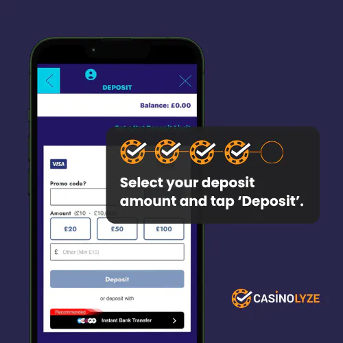 Choosing the payment amount at Magical Vegas