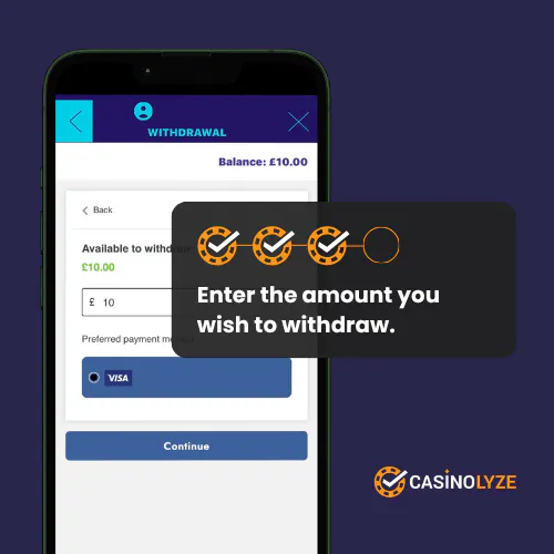 Selecting the withdrawal amount at Magical Vegas