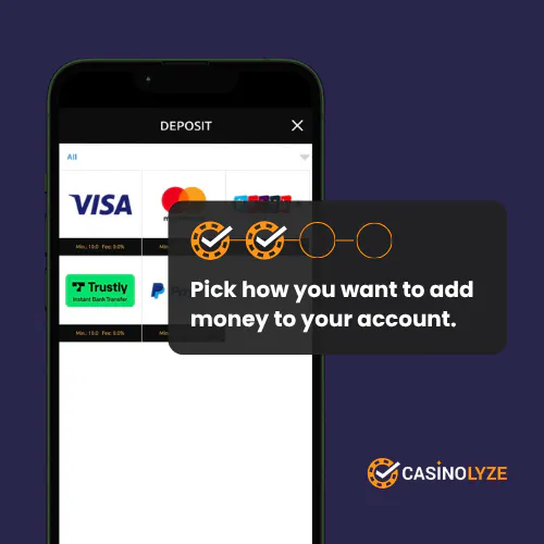 Choosing a deposit method at Megaways Casino