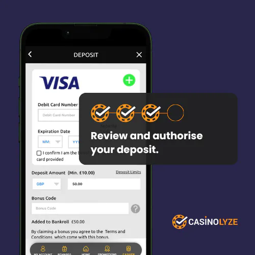 Entering and reviewing the payment information at Megaways Casino