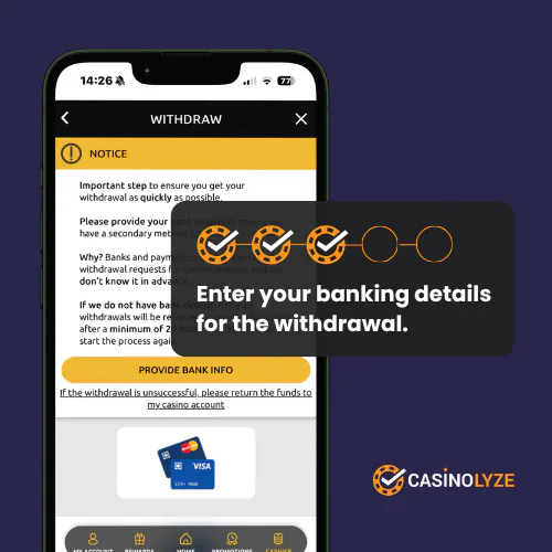 Providing bank information for Megaways Casino withdrawal