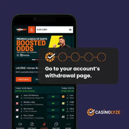 Finding the withdrawal section at Tigerbet