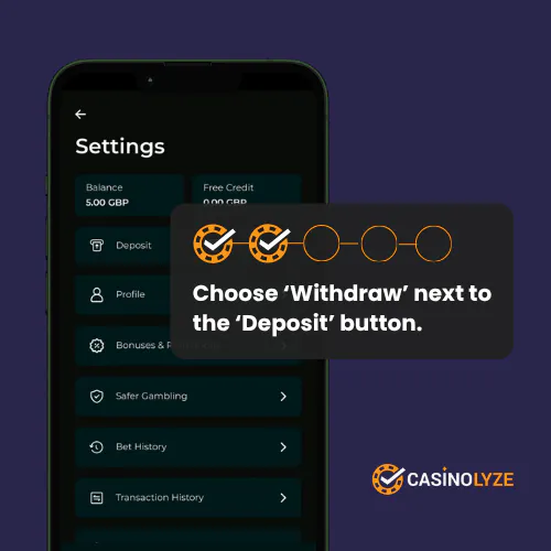 Selecting 'withdraw' at Tigerbet