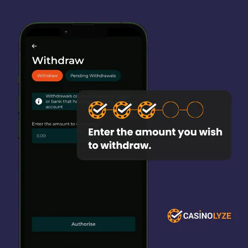 Entering the withdrawal amount at tigerbet