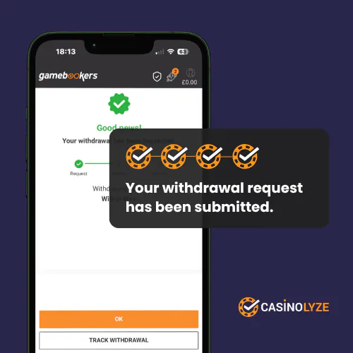 Successful Gamebookers withdrawal request