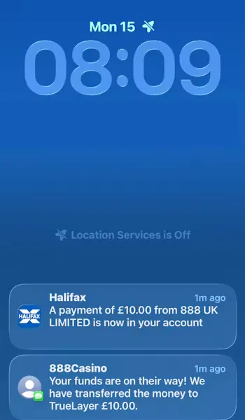 Bank Transfer withdrawal test arrival time at 888Casino