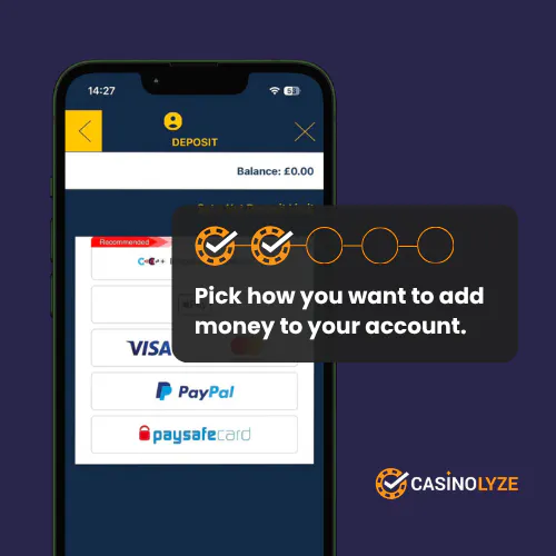 Picking the deposit method at Lucky VIP