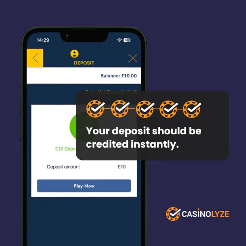 Successful deposit confirmation screen at Lucky VIP
