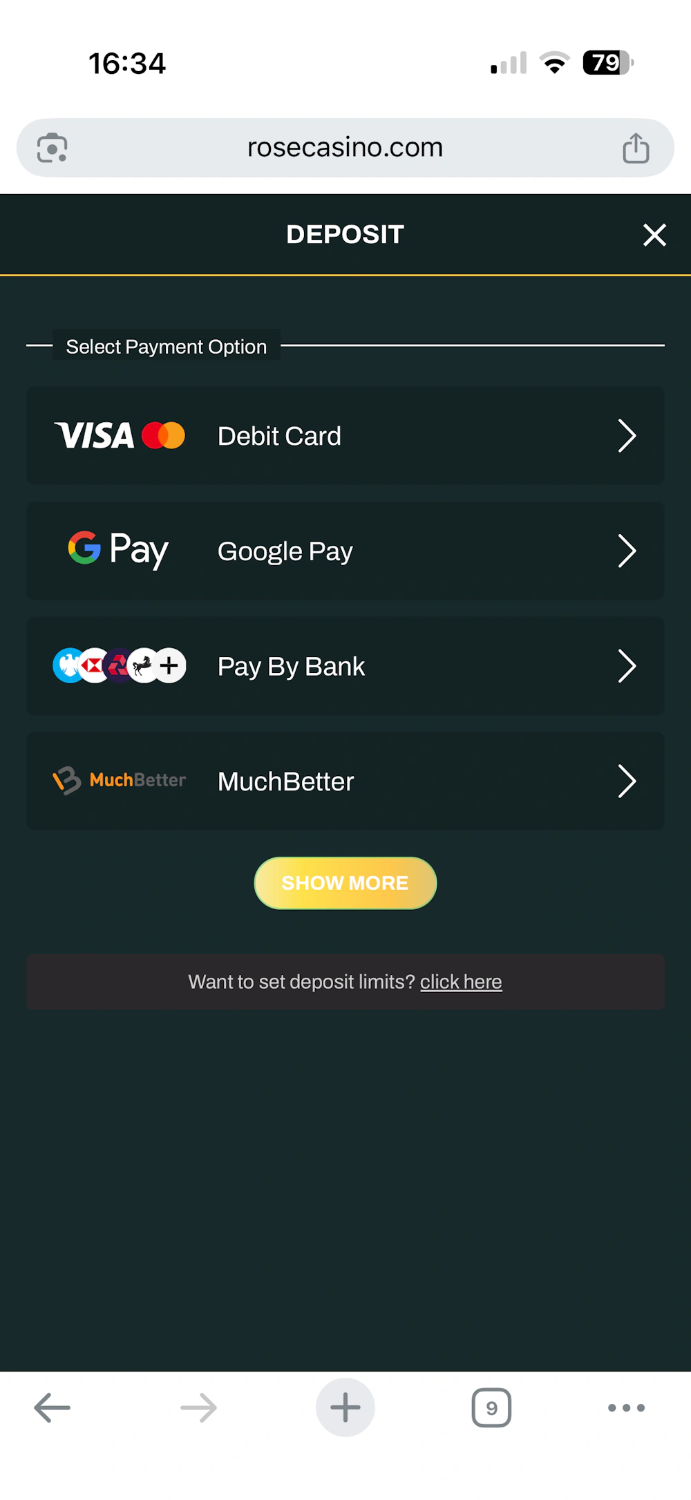rosecasino-payment