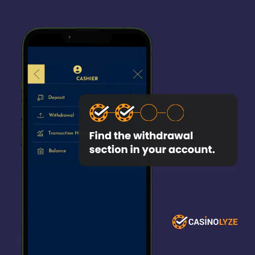 Finding the Vic withdrawal section in the cashier menu