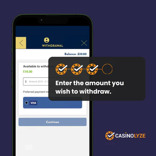 Entering the withdrawal amount at The Vic