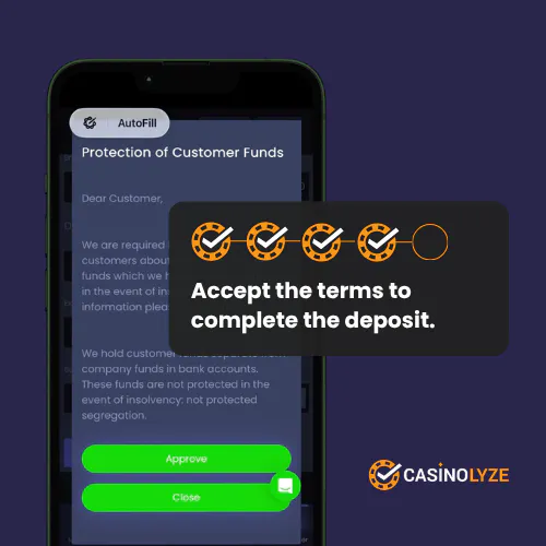 Accepting the terms and conditions at Jeffbet