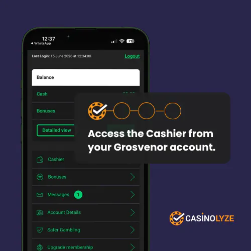 Finding the cashier section at Grosvenor Casino