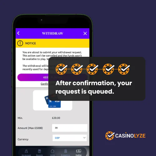 Confirming Luna Casino withdrawal request