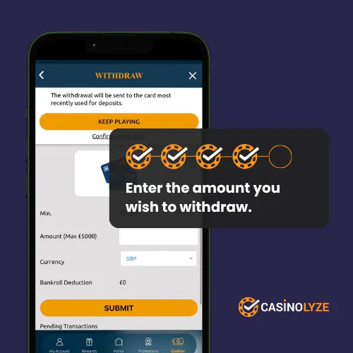 Entering the withdrawal amount at ice36