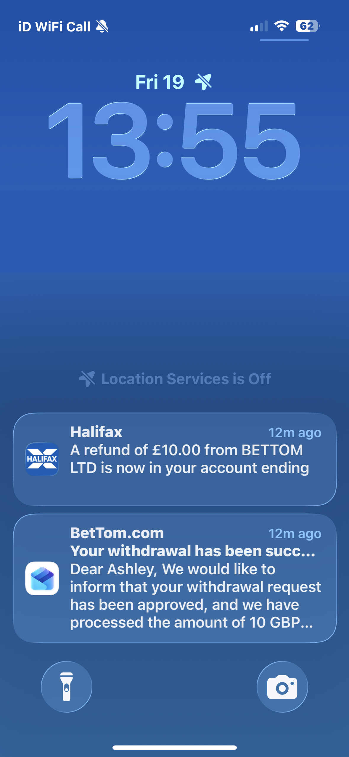 Visa withdrawal test arrival time at Bettom