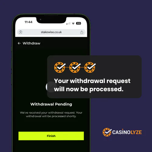 Stakewise withdrawal pending confirmation screen