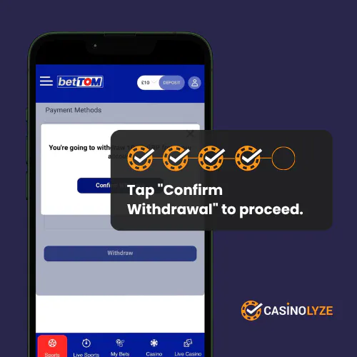 Confirming BetTom withdrawal request