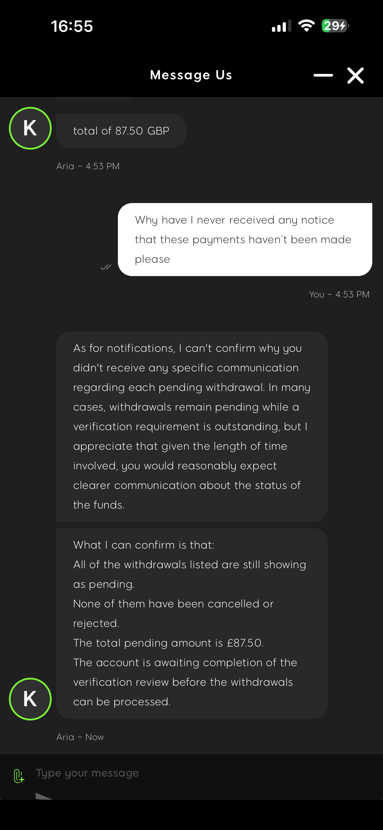 KYC communication issue at 888casino