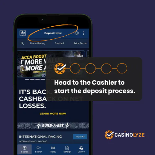 Starting the Meta Betting deposit process