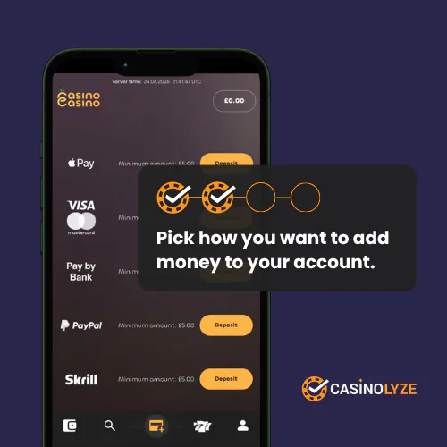 Selecting a deposit method at CasinoCasino