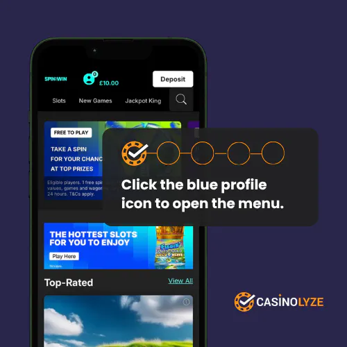 Starting the withdrawal process at Spin and Win