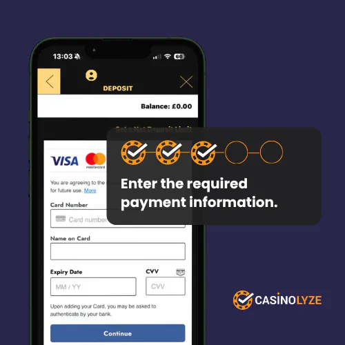 Entering the required deposit information at Rialto Casino