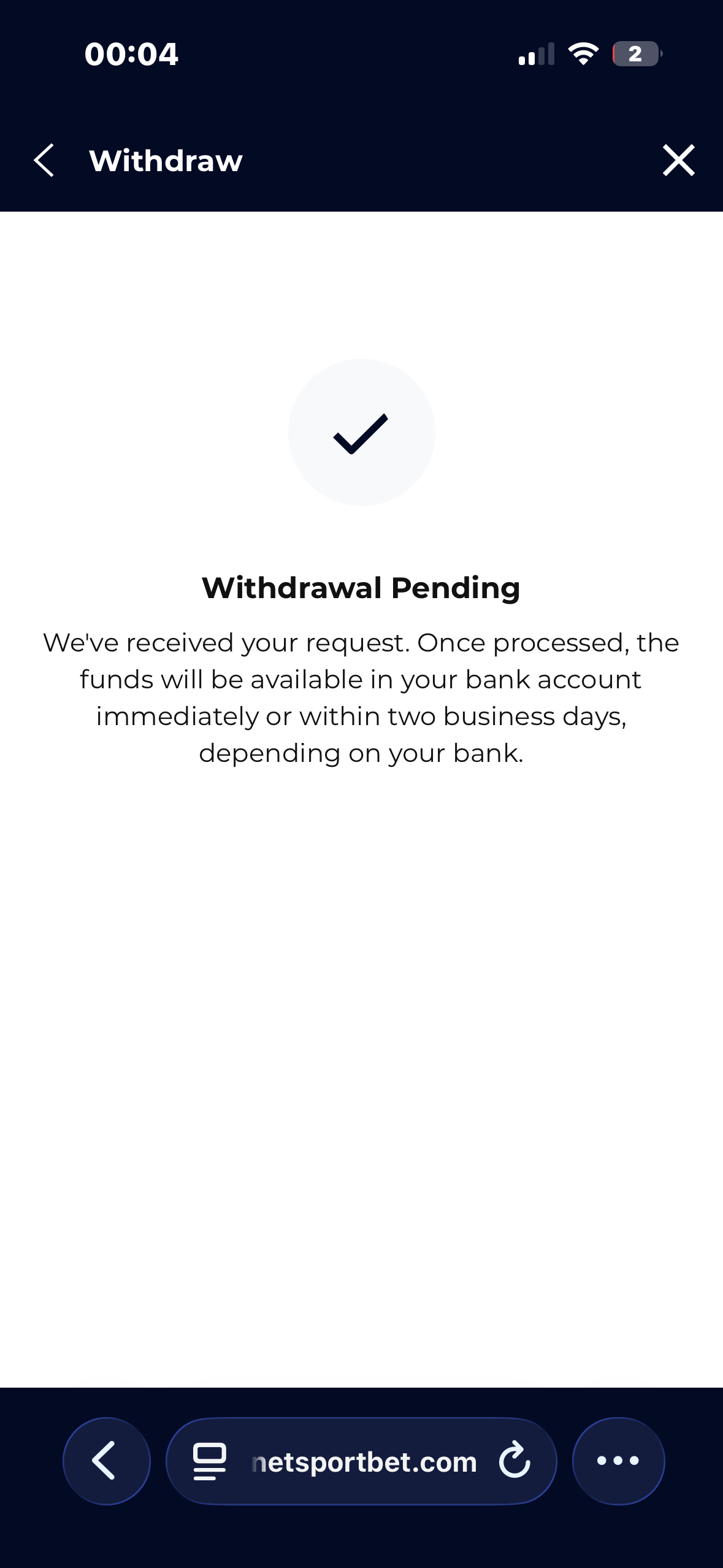 Planet Sport Bet Visa withdrawal test request