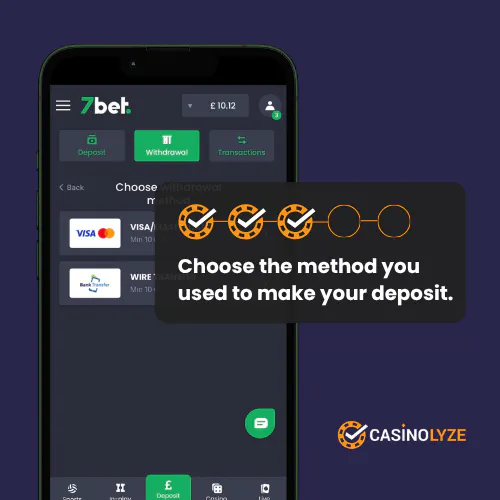 7bet withdrawal methods list