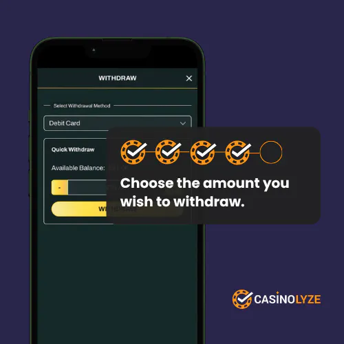 Entering the withdrawal amount at Rose Casino