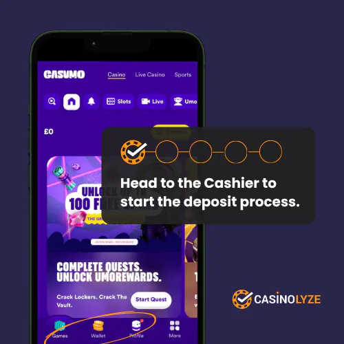 Starting the Casumo deposit process