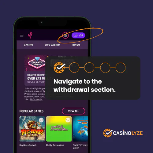 Starting the Pink Casino withdrawal process