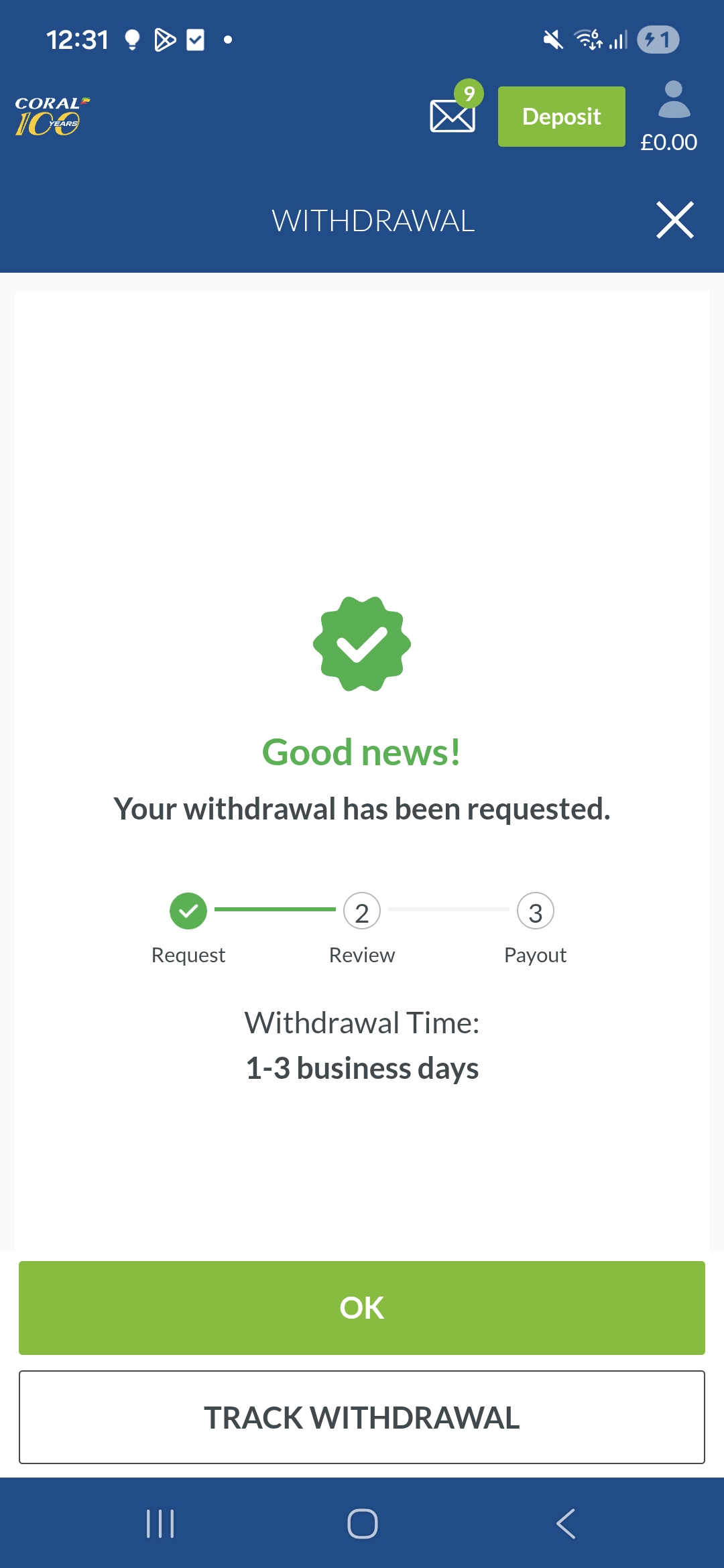 Coral Withdrawal Google Pay