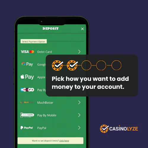 Deposit method options at O'reels Casino