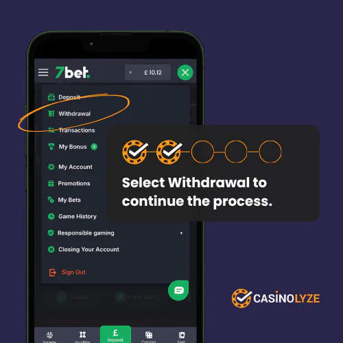 Finding the 7bet withdrawal section