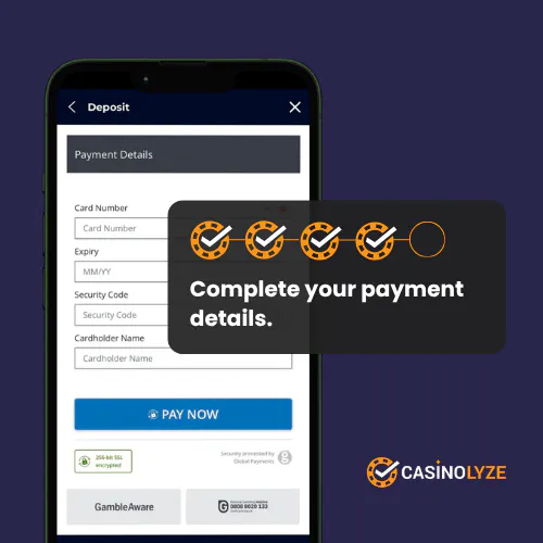 Entering debit card details at Planet Sport Bet