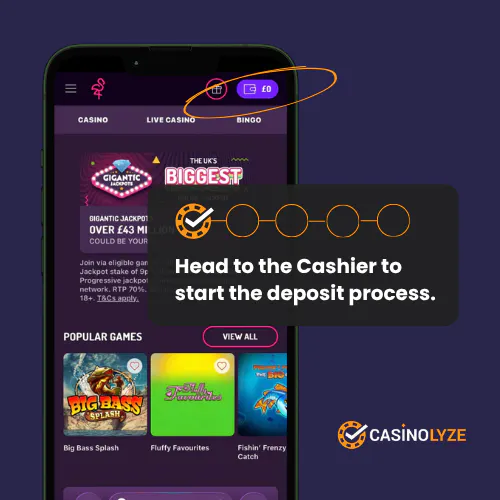 starting the Pink Casino deposit process