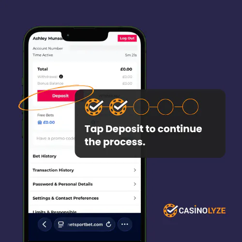 Finding the Planet Sport Bet deposit section