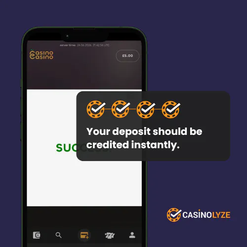 Deposit completed at CasinoCasino