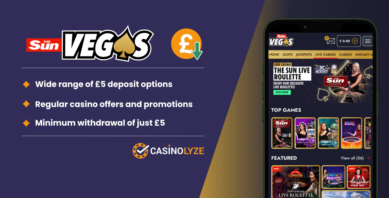 The Sun Vegas: best new low deposit casino