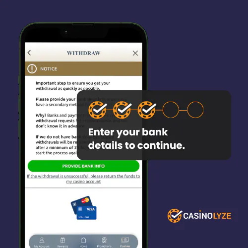 Providing banking information at Prime Casino