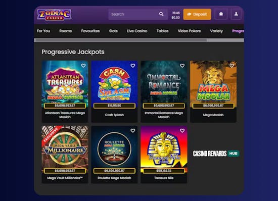 zodiac casino jackpots