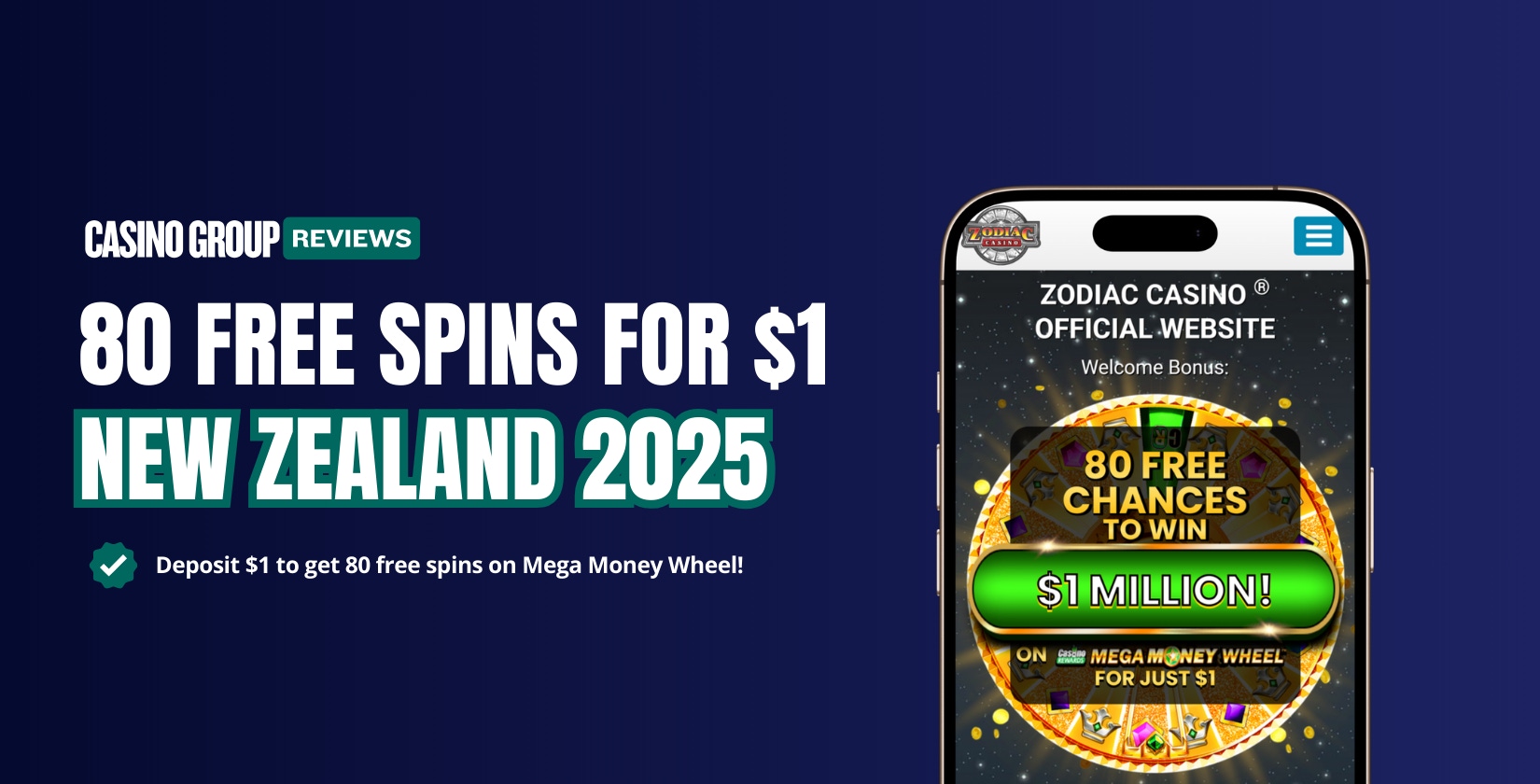 80 free spins for 1