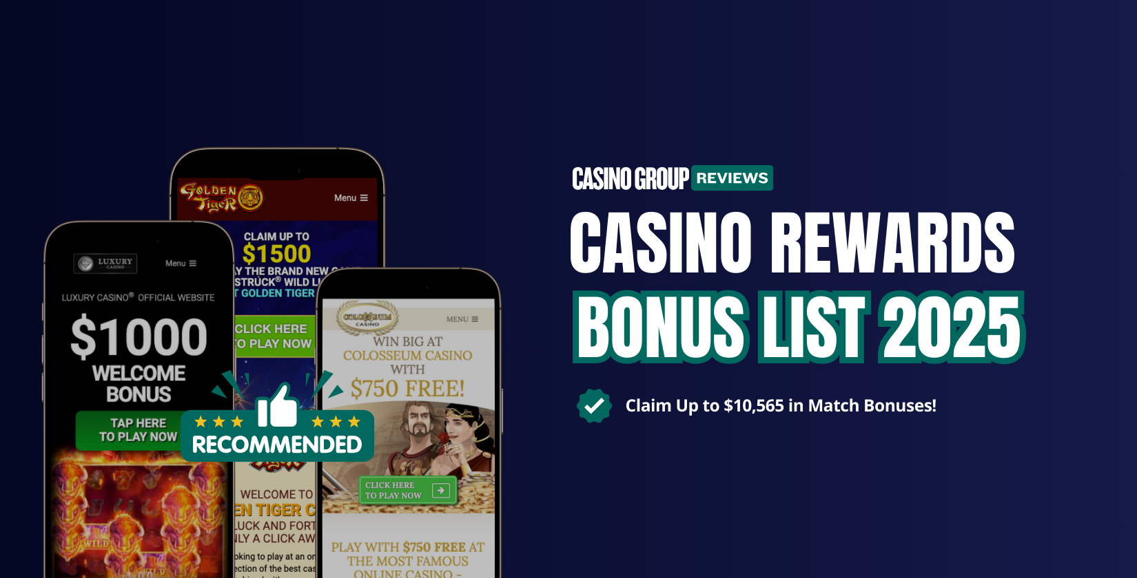 casino rewards bonus list